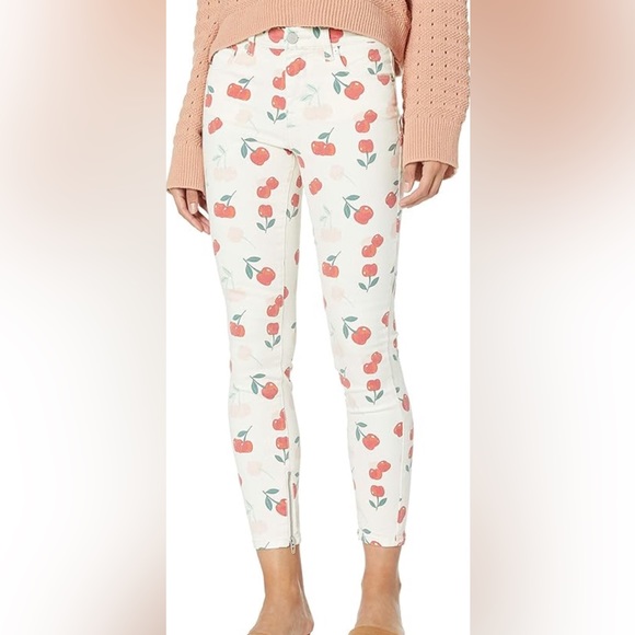 Blank NYC & Free People Natural Cherry Print Skinny Pants NWT - Picture 1 of 6